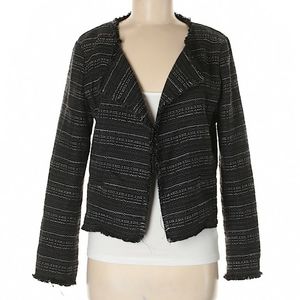 NWT Adrienne Vittadini Large Tweed Fringe Blazer
